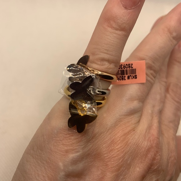 SET OF 3 BUTTERFLY CHARM BAND RINGS - Picture 2 of 8